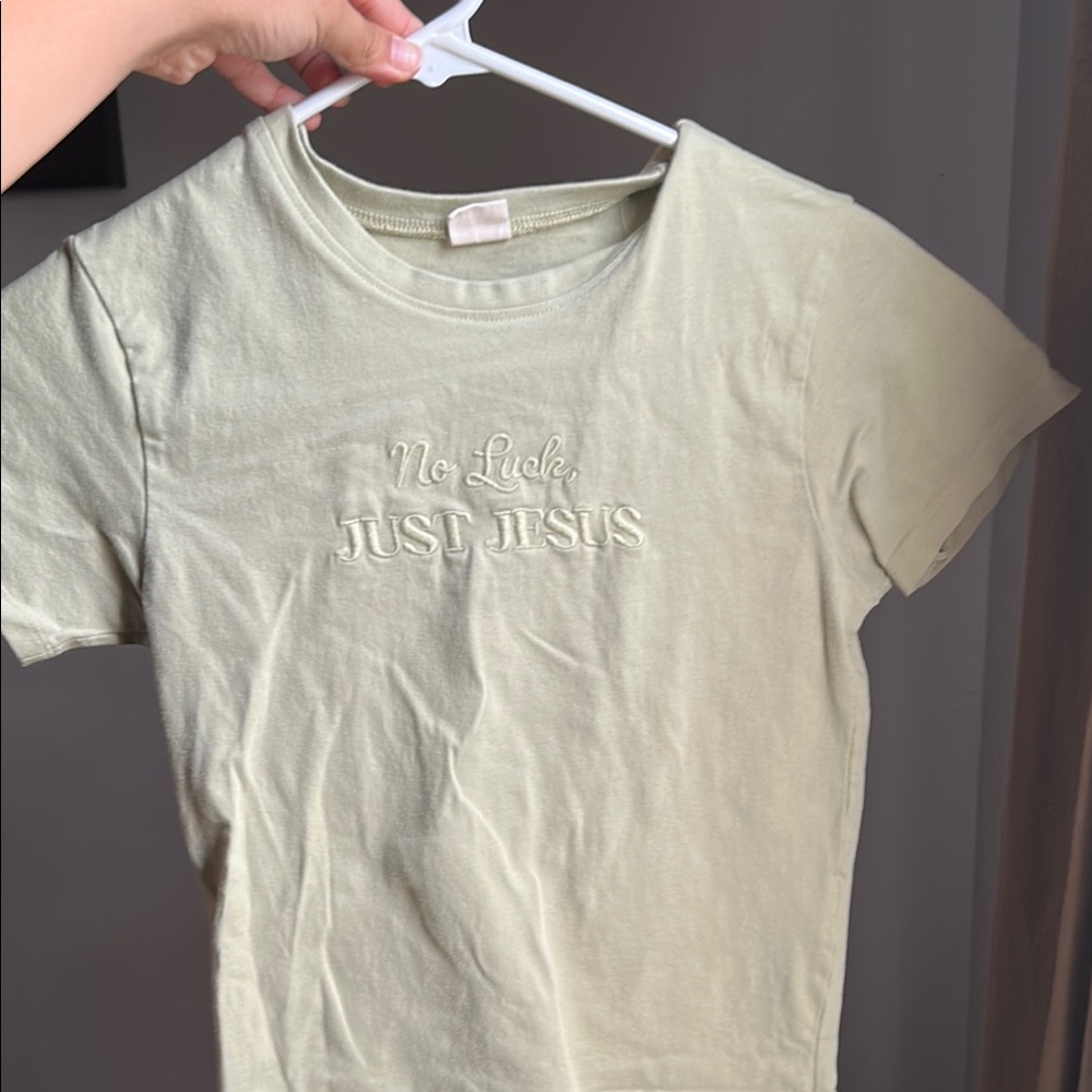 Vibe Green Short Sleeve Tee with Embossed Design